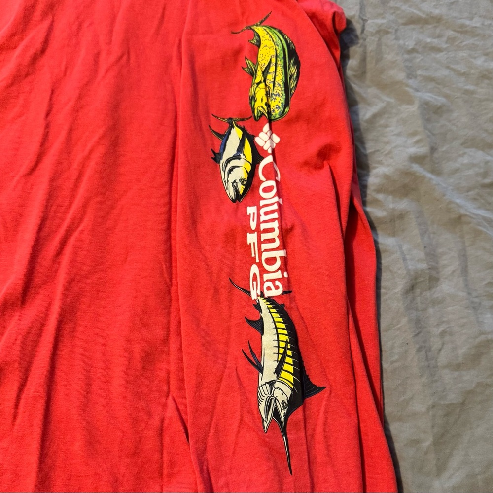 Columbia PFG Men’s Long Sleeve NWT XL 100% Cotton T Shirt Fish Graphic Red New - Picture 2 of 5